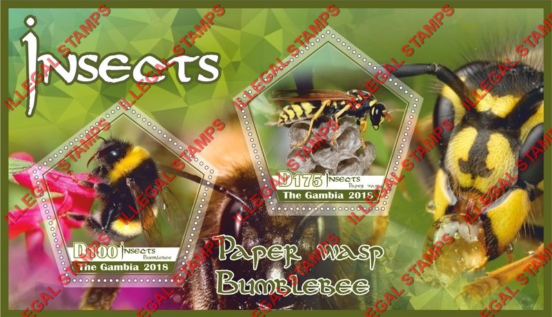 Gambia 2018 Insects Illegal Stamp Souvenir Sheet of 2