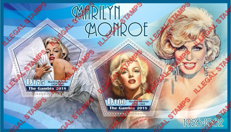 Gambia 2018 Marilyn Monroe (different) Illegal Stamp Souvenir Sheet of 2
