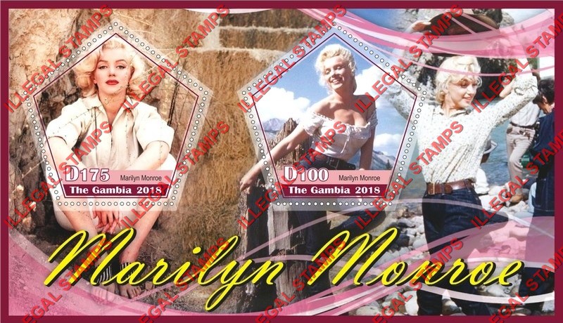 Gambia 2018 Marilyn Monroe Illegal Stamp Souvenir Sheet of 2