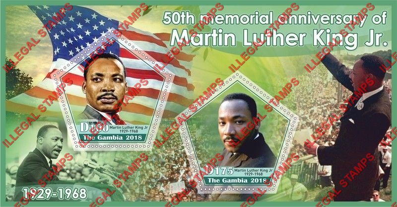 Gambia 2018 Martin Luther King Illegal Stamp Souvenir Sheet of 2