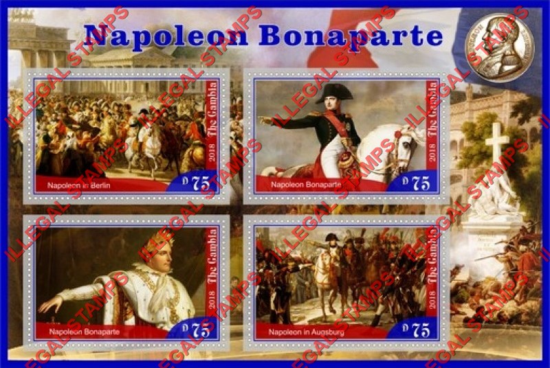 Gambia 2018 Napoleon Bonaparte Illegal Stamp Souvenir Sheet of 4