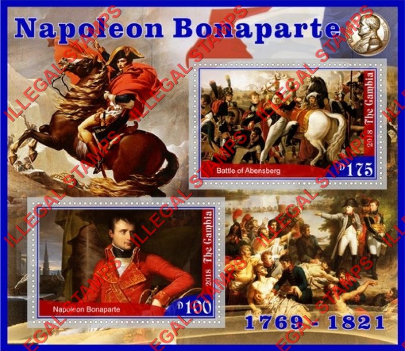 Gambia 2018 Napoleon Bonaparte Illegal Stamp Souvenir Sheet of 2