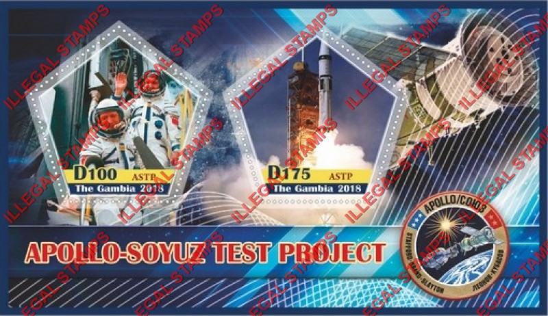 Gambia 2018 Space Apollo Soyuz ASTP Illegal Stamp Souvenir Sheet of 2