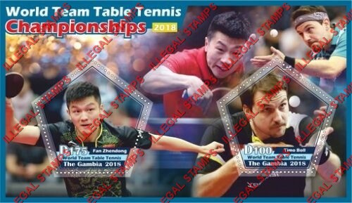 Gambia 2018 Table Tennis Illegal Stamp Souvenir Sheet of 2