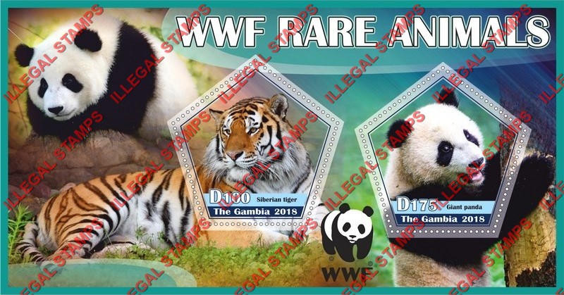 Gambia 2018 WWF Rare Animals Illegal Stamp Souvenir Sheet of 2