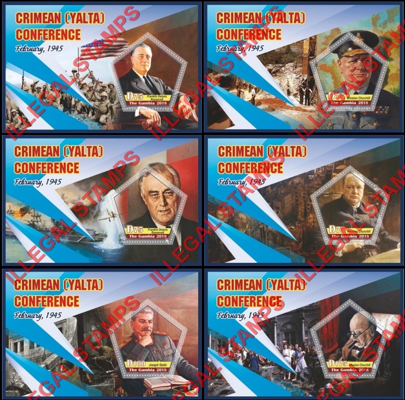 Gambia 2018 Yalta Conference Illegal Stamp Souvenir Sheets of 1