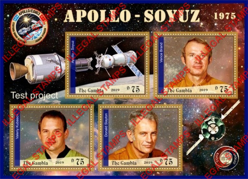 Gambia 2019 Apollo Soyuz Illegal Stamp Souvenir Sheet of 4
