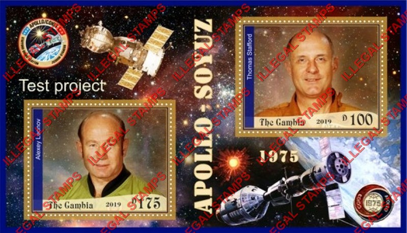 Gambia 2019 Apollo Soyuz Illegal Stamp Souvenir Sheet of 2