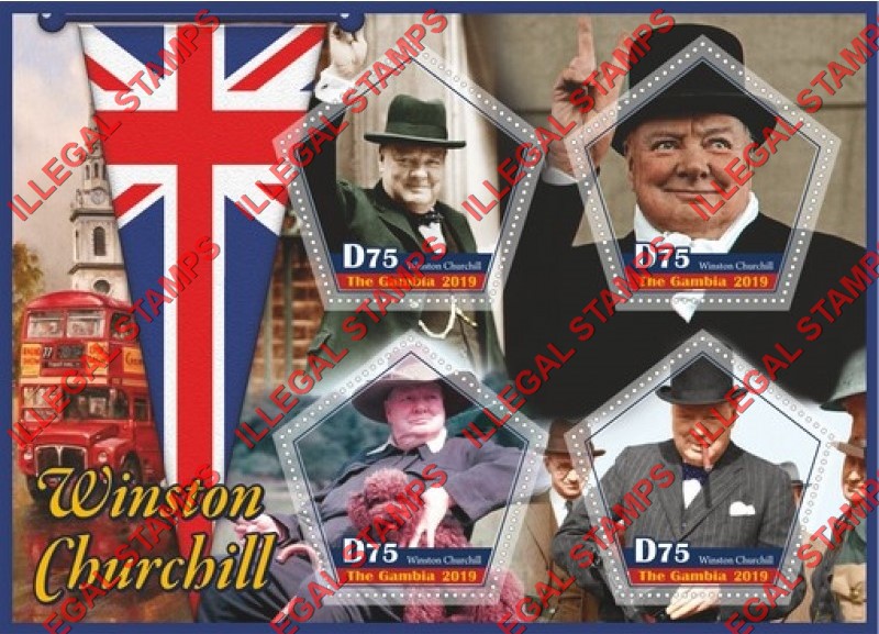Gambia 2019 Winston Churchill (different) Illegal Stamp Souvenir Sheet of 4