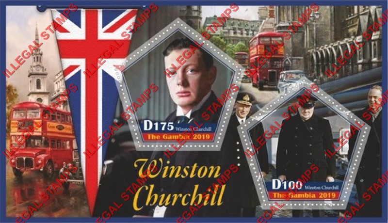 Gambia 2019 Winston Churchill (different) Illegal Stamp Souvenir Sheet of 2