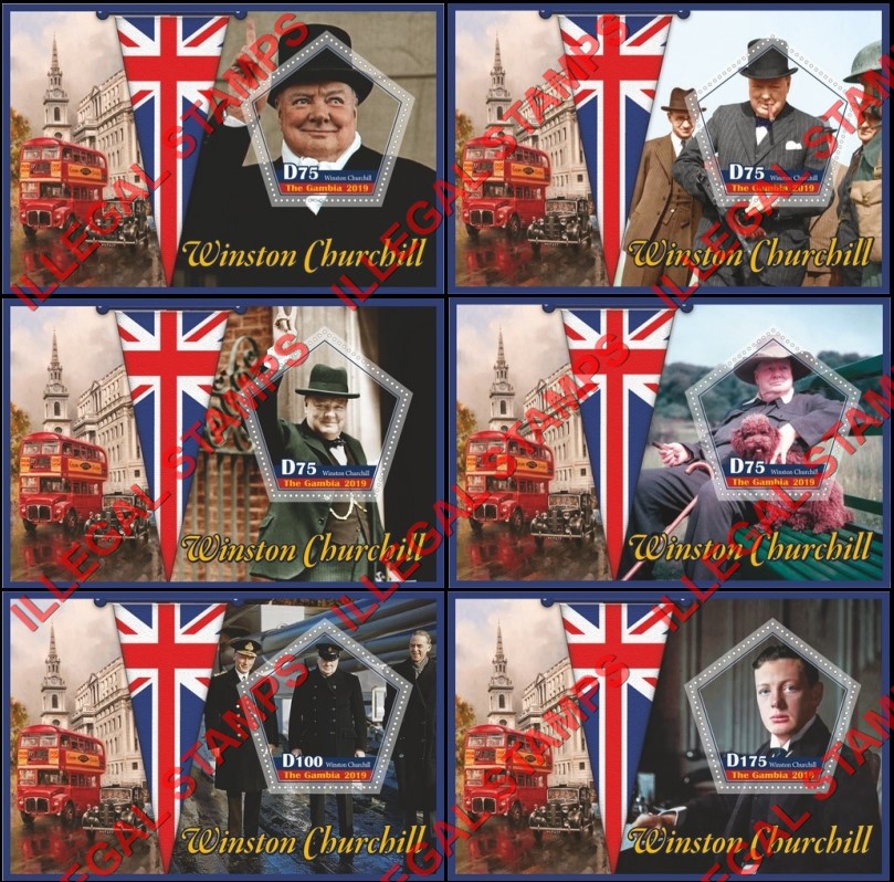 Gambia 2019 Winston Churchill (different) Illegal Stamp Souvenir Sheets of 1