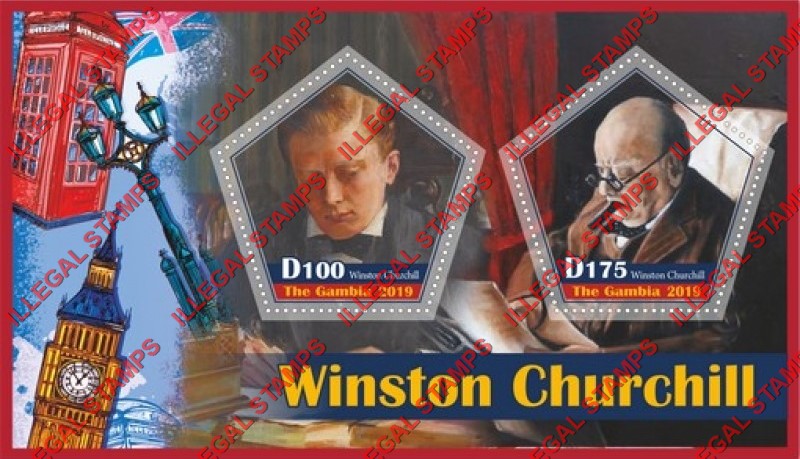 Gambia 2019 Winston Churchill (second different) Illegal Stamp Souvenir Sheet of 2