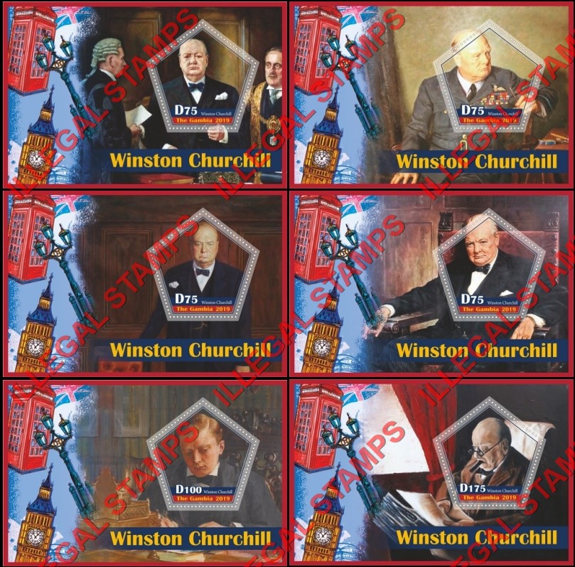 Gambia 2019 Winston Churchill (second different) Illegal Stamp Souvenir Sheets of 1