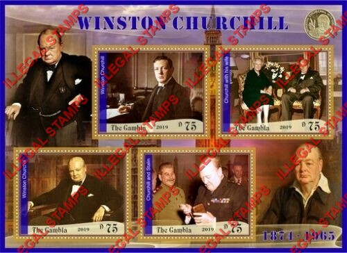 Gambia 2019 Winston Churchill Illegal Stamp Souvenir Sheet of 4