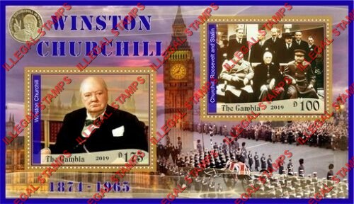 Gambia 2019 Winston Churchill Illegal Stamp Souvenir Sheet of 2