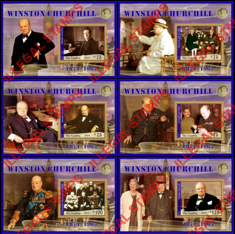 Gambia 2019 Winston Churchill Illegal Stamp Souvenir Sheets of 1