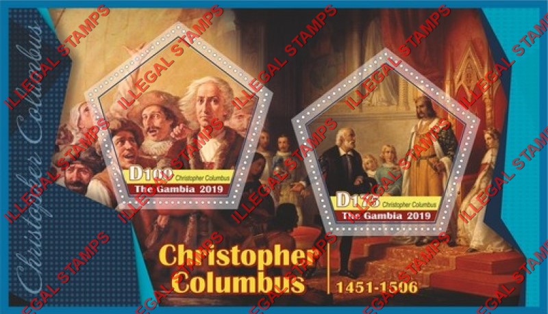 Gambia 2019 Christopher Columbus Illegal Stamp Souvenir Sheet of 2