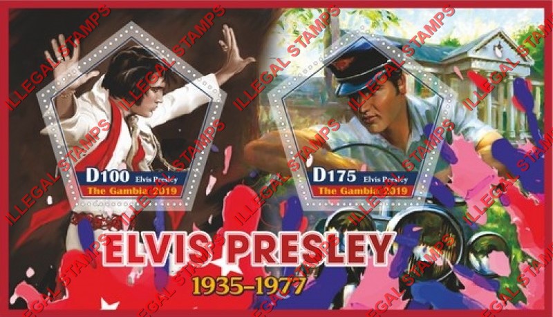 Gambia 2019 Elvis Presley Illegal Stamp Souvenir Sheet of 2