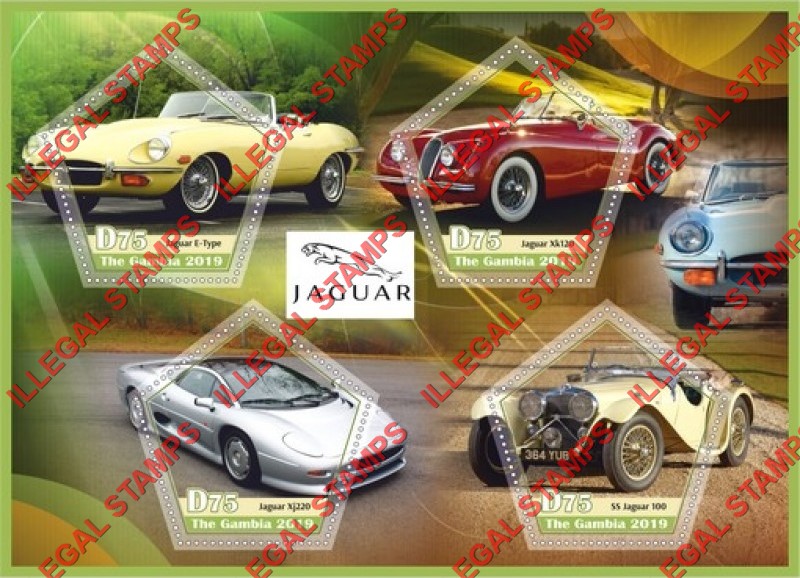 Gambia 2019 Jaguar Cars Illegal Stamp Souvenir Sheet of 4