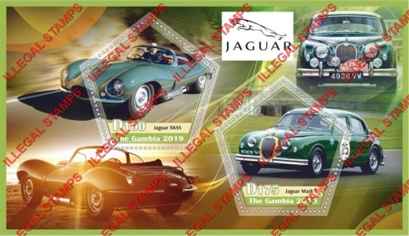 Gambia 2019 Jaguar Cars Illegal Stamp Souvenir Sheet of 2