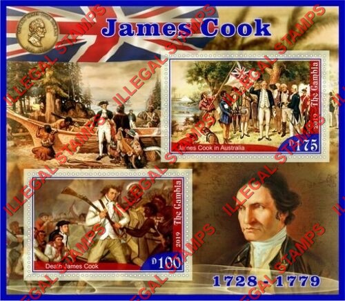 Gambia 2019 James Cook Illegal Stamp Souvenir Sheet of 2
