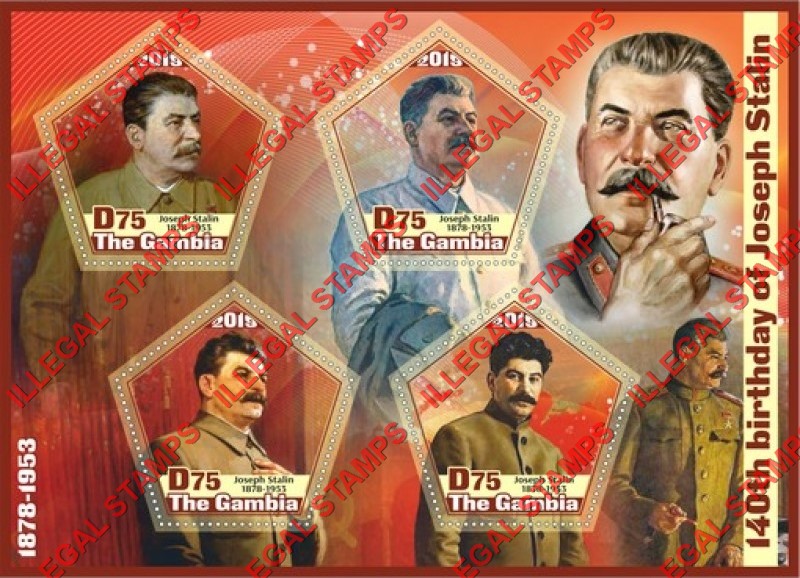 Gambia 2019 Joseph Stalin (different) Illegal Stamp Souvenir Sheet of 4