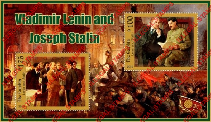 Gambia 2019 Lenin and Stalin (different) Illegal Stamp Souvenir Sheet of 2