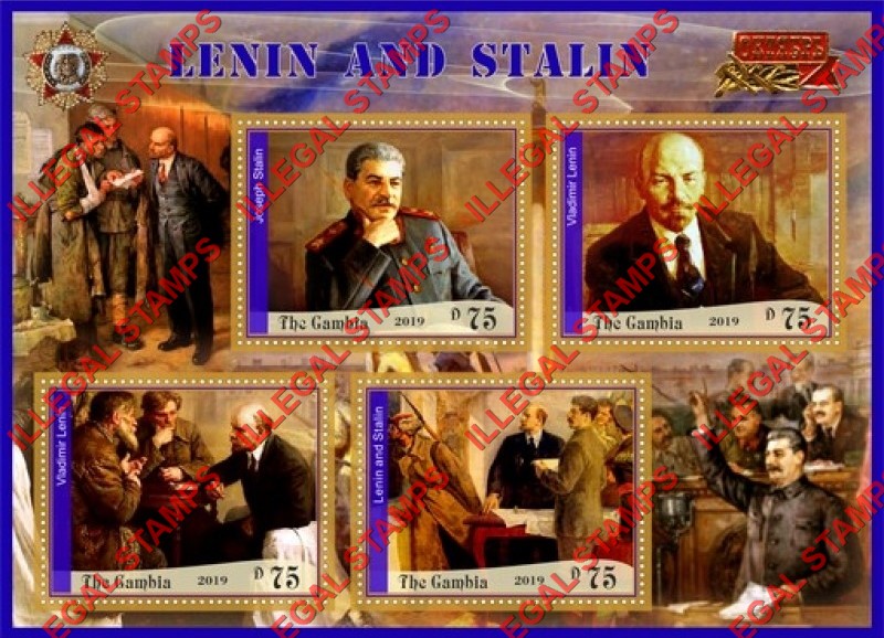 Gambia 2019 Lenin and Stalin Illegal Stamp Souvenir Sheet of 4