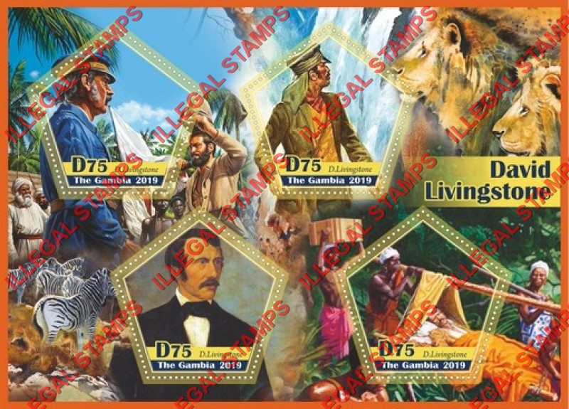 Gambia 2019 David Livingstone (different) Illegal Stamp Souvenir Sheet of 4