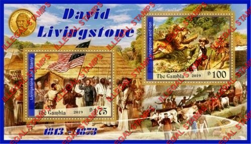 Gambia 2019 David Livingstone Illegal Stamp Souvenir Sheet of 2