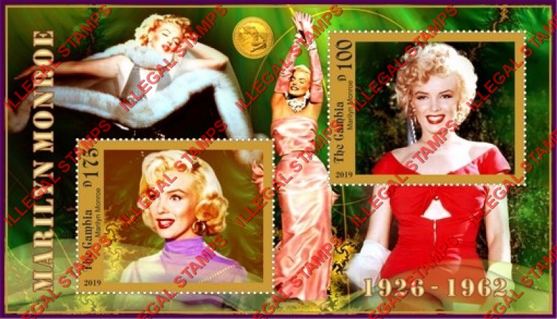 Gambia 2019 Marilyn Monroe Illegal Stamp Souvenir Sheet of 2