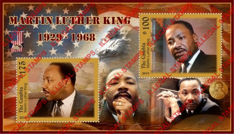 Gambia 2019 Martin Luther King Illegal Stamp Souvenir Sheet of 2