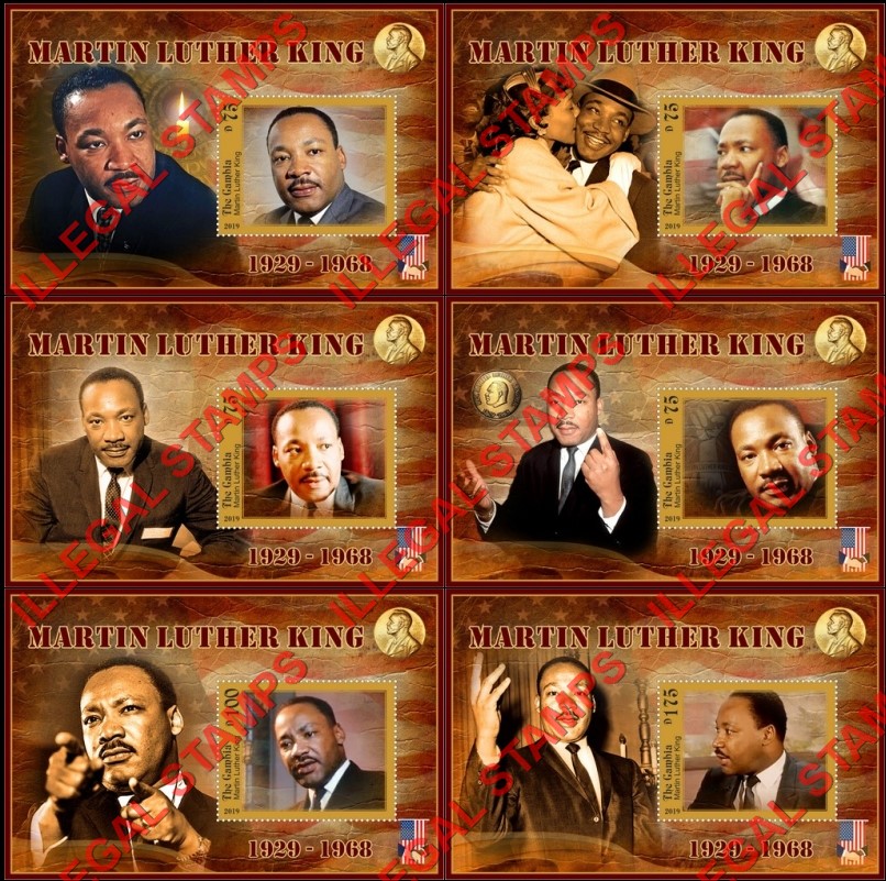Gambia 2019 Martin Luther King Illegal Stamp Souvenir Sheets of 1