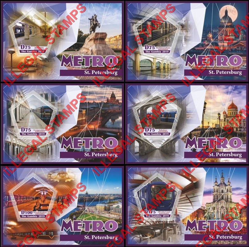 Gambia 2019 Metro in St. Petersburg Illegal Stamp Souvenir Sheets of 1