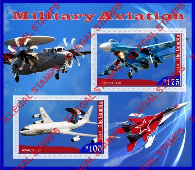 Gambia 2019 Military Aviation Illegal Stamp Souvenir Sheet of 2