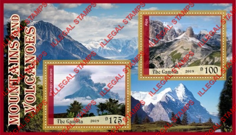 Gambia 2019 Mountains and Volcanoes Illegal Stamp Souvenir Sheet of 2