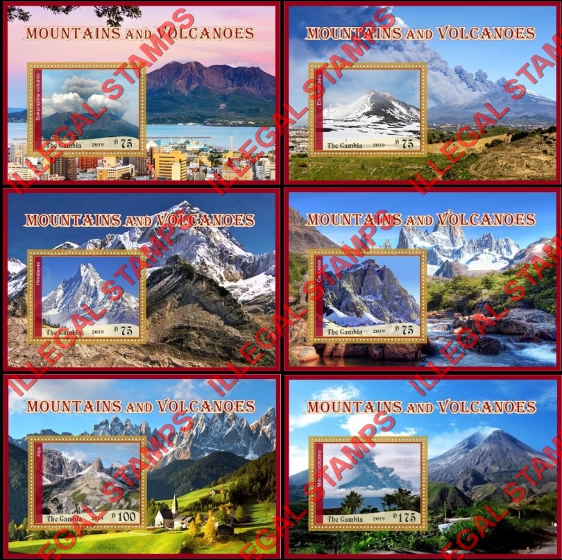 Gambia 2019 Mountains and Volcanoes Illegal Stamp Souvenir Sheets of 1