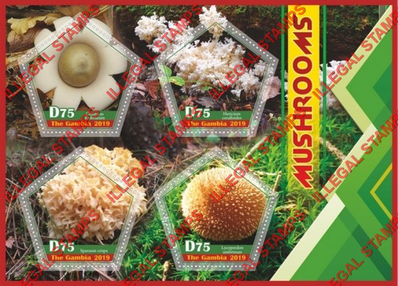 Gambia 2019 Mushrooms (different) Illegal Stamp Souvenir Sheet of 4