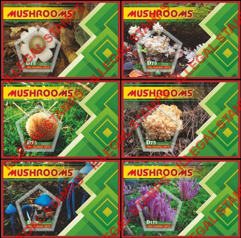 Gambia 2019 Mushrooms (different) Illegal Stamp Souvenir Sheets of 1