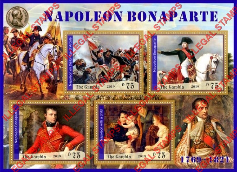Gambia 2019 Napoleon Bonaparte Illegal Stamp Souvenir Sheet of 4
