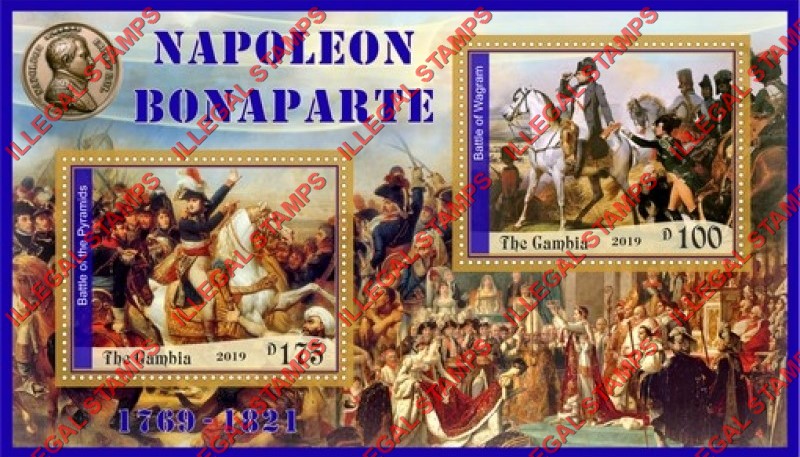 Gambia 2019 Napoleon Bonaparte Illegal Stamp Souvenir Sheet of 2