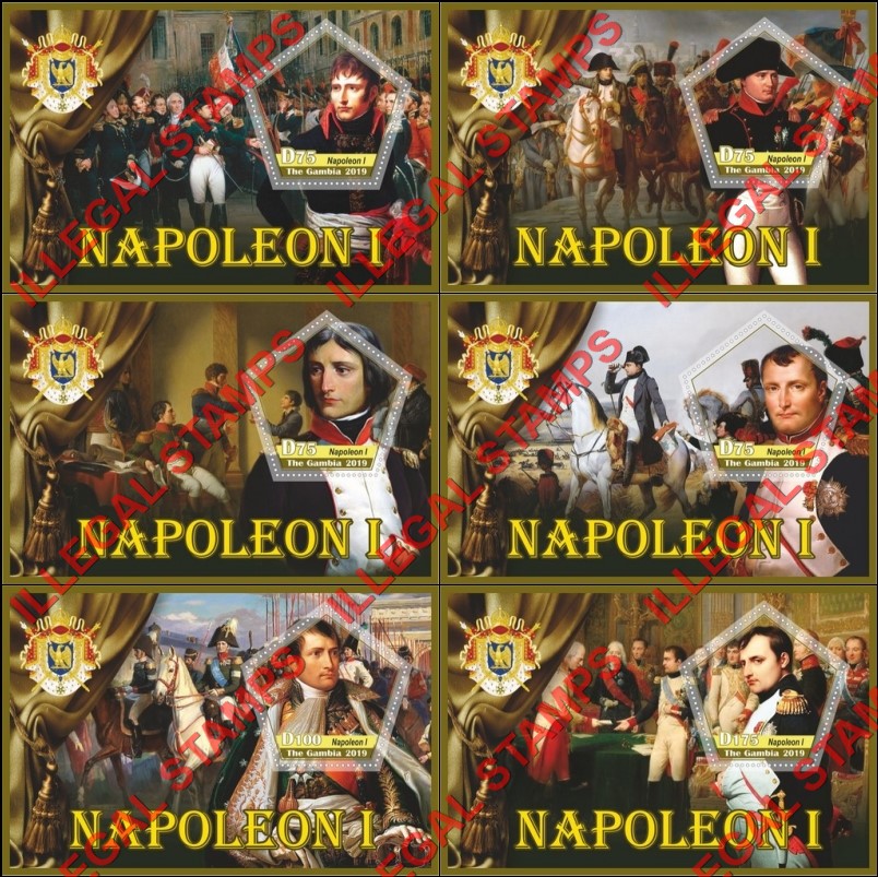 Gambia 2019 Napoleon Illegal Stamp Souvenir Sheets of 1