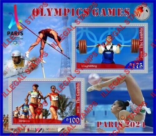 Gambia 2019 Olympic Games in Paris in 2024 Illegal Stamp Souvenir Sheet of 2