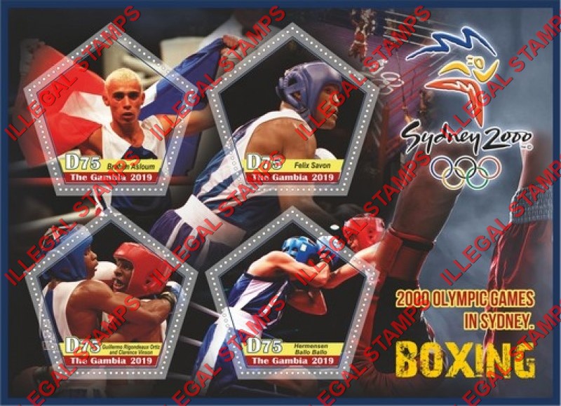 Gambia 2019 Olympic Games in Sydney in 2000 Boxing Illegal Stamp Souvenir Sheet of 4