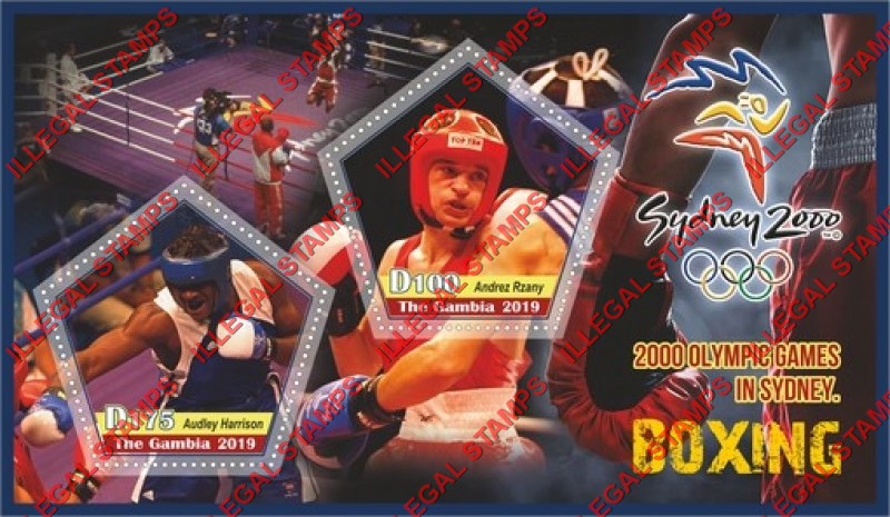 Gambia 2019 Olympic Games in Sydney in 2000 Boxing Illegal Stamp Souvenir Sheet of 2
