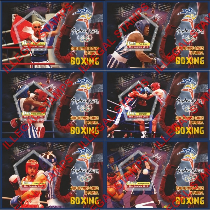 Gambia 2019 Olympic Games in Sydney in 2000 Boxing Illegal Stamp Souvenir Sheets of 1