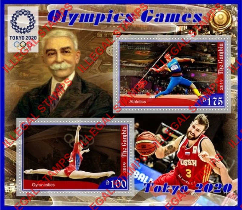 Gambia 2019 Olympic Games in Tokyo in 2020 (different) Illegal Stamp Souvenir Sheet of 2