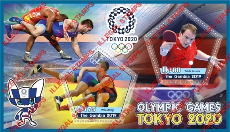 Gambia 2019 Olympic Games in Tokyo in 2020 Illegal Stamp Souvenir Sheet of 2