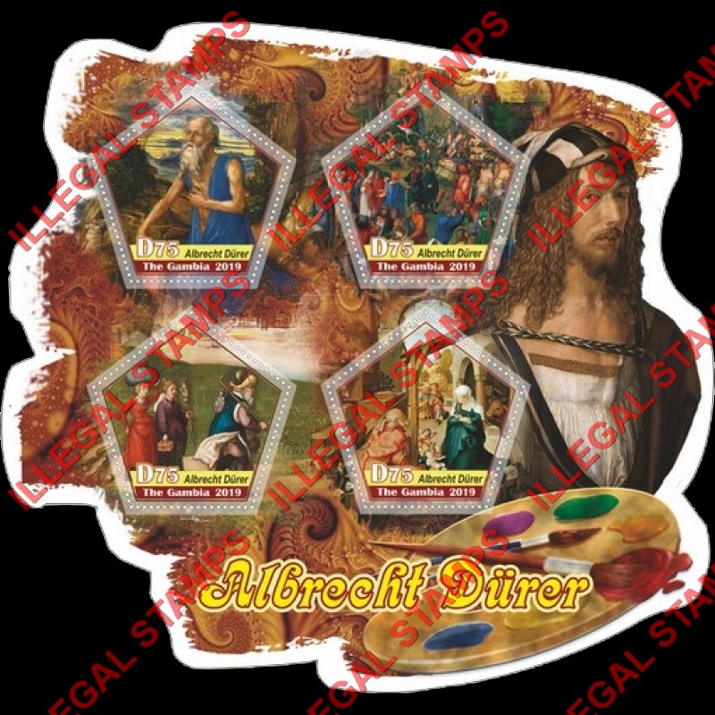 Gambia 2019 Paintings by Albrecht Durer Illegal Stamp Souvenir Sheet of 4