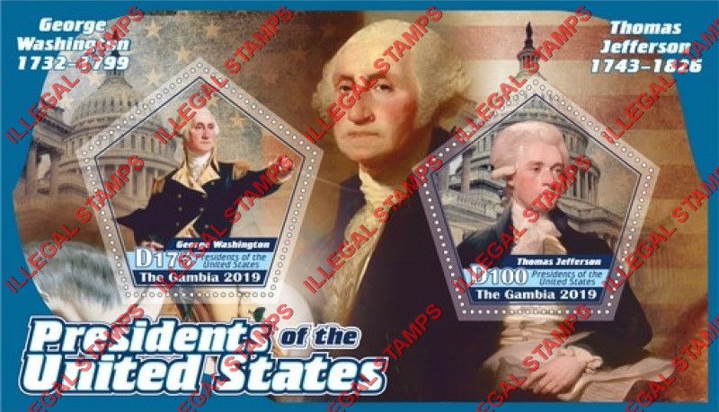 Gambia 2019 Presidents of the United States Illegal Stamp Souvenir Sheet of 2